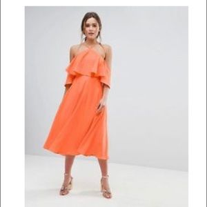 ASOS cold-shoulder orange dress